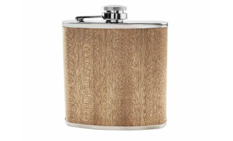 Personalised Light Wood Effect Hip Flask